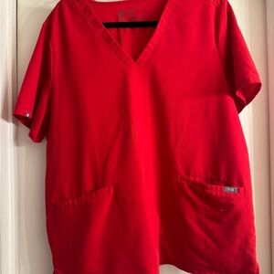 Figs Bold Red Scrub Top